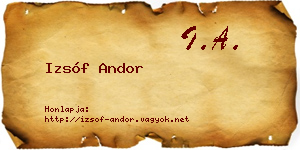 Izsóf Andor névjegykártya